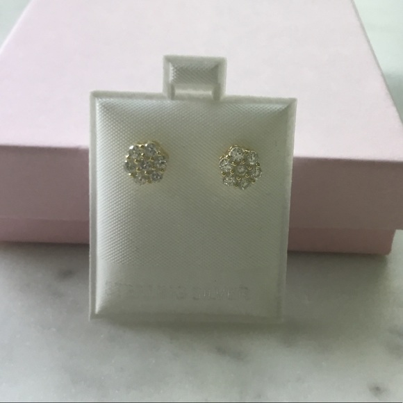 Sale $26! Yellow GP/Sterling Cz Flower Earrings - Picture 11 of 16